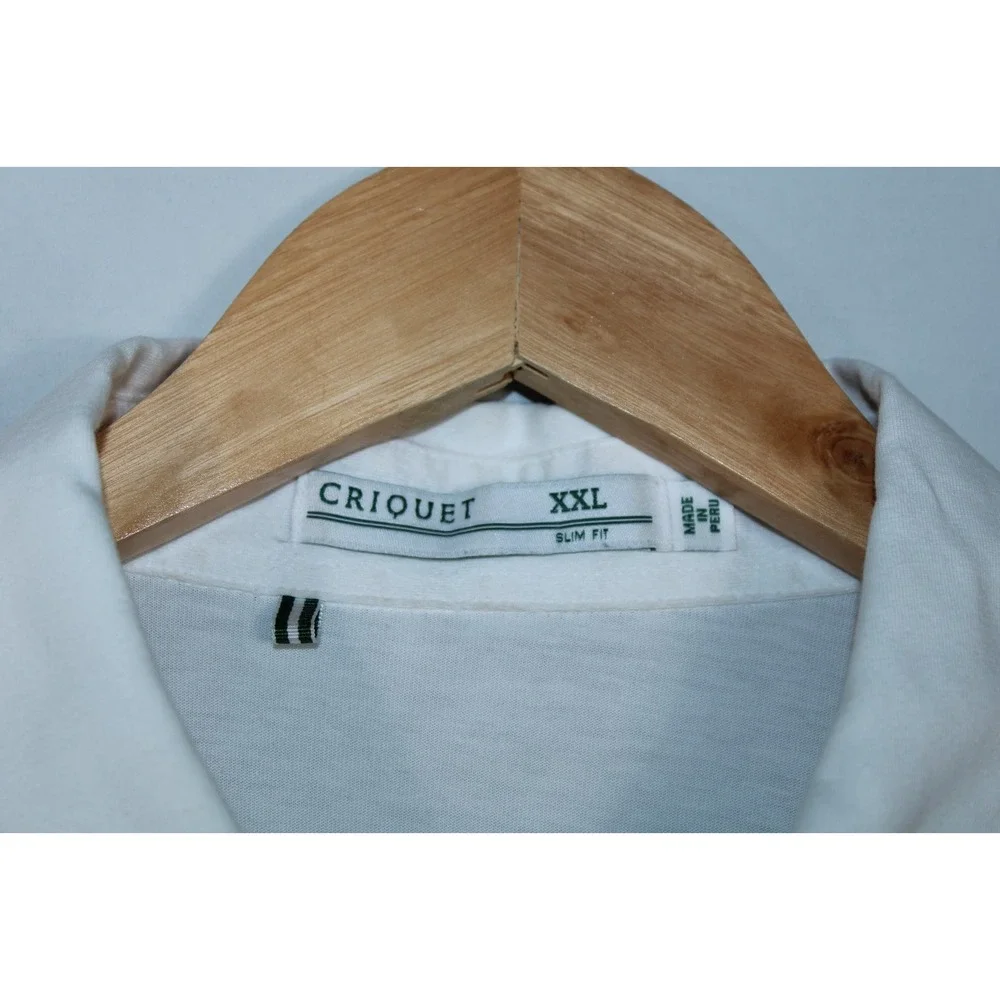 Criquet Men's XXL Slim Fit White Short Sleeve Polo Shirt - Picture 4 of 11